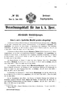 Kaiserlich-königliches Armee-Verordnungsblatt: Personal-Angelegenheiten 18720615 Seite: 1