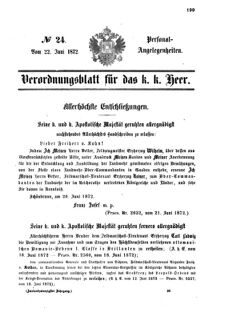 Kaiserlich-königliches Armee-Verordnungsblatt: Personal-Angelegenheiten 18720622 Seite: 1