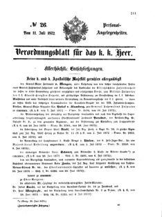 Kaiserlich-königliches Armee-Verordnungsblatt: Personal-Angelegenheiten 18720711 Seite: 1