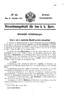 Kaiserlich-königliches Armee-Verordnungsblatt: Personal-Angelegenheiten 18720919 Seite: 1