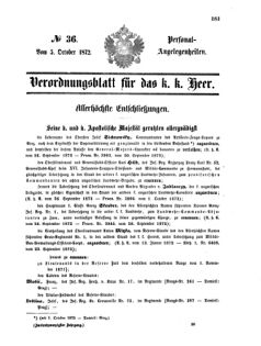 Kaiserlich-königliches Armee-Verordnungsblatt: Personal-Angelegenheiten 18721005 Seite: 1