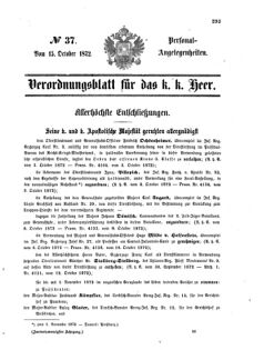 Kaiserlich-königliches Armee-Verordnungsblatt: Personal-Angelegenheiten 18721015 Seite: 1