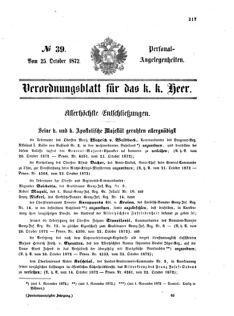 Kaiserlich-königliches Armee-Verordnungsblatt: Personal-Angelegenheiten 18721025 Seite: 1