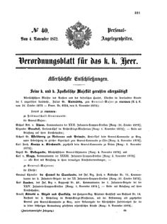 Kaiserlich-königliches Armee-Verordnungsblatt: Personal-Angelegenheiten 18721104 Seite: 1