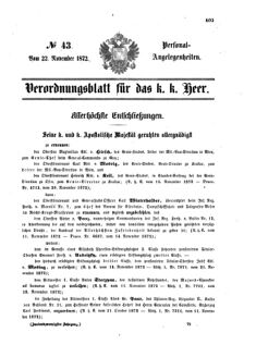 Kaiserlich-königliches Armee-Verordnungsblatt: Personal-Angelegenheiten 18721122 Seite: 1