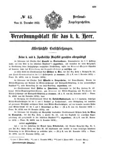 Kaiserlich-königliches Armee-Verordnungsblatt: Personal-Angelegenheiten 18721211 Seite: 1