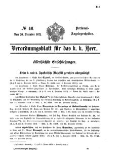 Kaiserlich-königliches Armee-Verordnungsblatt: Personal-Angelegenheiten 18721220 Seite: 1