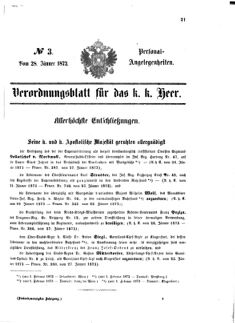 Kaiserlich-königliches Armee-Verordnungsblatt: Personal-Angelegenheiten 18730128 Seite: 1