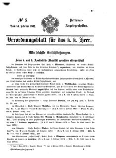 Kaiserlich-königliches Armee-Verordnungsblatt: Personal-Angelegenheiten 18730214 Seite: 1