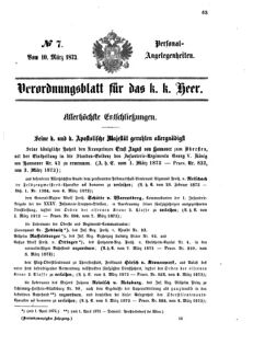 Kaiserlich-königliches Armee-Verordnungsblatt: Personal-Angelegenheiten 18730310 Seite: 1