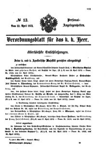 Kaiserlich-königliches Armee-Verordnungsblatt: Personal-Angelegenheiten 18730422 Seite: 1