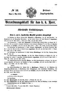 Kaiserlich-königliches Armee-Verordnungsblatt: Personal-Angelegenheiten