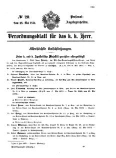 Kaiserlich-königliches Armee-Verordnungsblatt: Personal-Angelegenheiten 18730528 Seite: 1