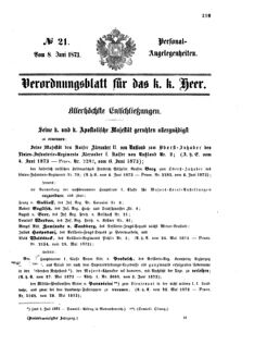 Kaiserlich-königliches Armee-Verordnungsblatt: Personal-Angelegenheiten 18730608 Seite: 1