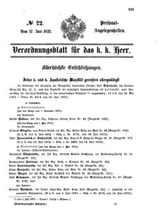 Kaiserlich-königliches Armee-Verordnungsblatt: Personal-Angelegenheiten 18730617 Seite: 1