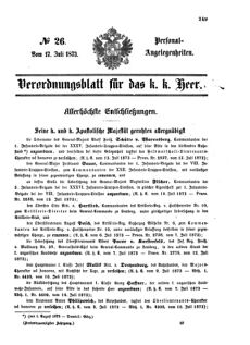 Kaiserlich-königliches Armee-Verordnungsblatt: Personal-Angelegenheiten 18730717 Seite: 1