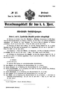 Kaiserlich-königliches Armee-Verordnungsblatt: Personal-Angelegenheiten 18730724 Seite: 1