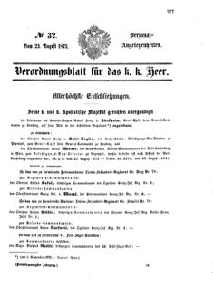 Kaiserlich-königliches Armee-Verordnungsblatt: Personal-Angelegenheiten 18730823 Seite: 1