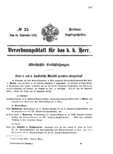 Kaiserlich-königliches Armee-Verordnungsblatt: Personal-Angelegenheiten 18730918 Seite: 1