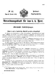 Kaiserlich-königliches Armee-Verordnungsblatt: Personal-Angelegenheiten 18731031 Seite: 1