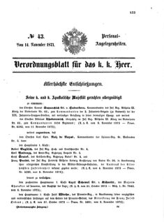 Kaiserlich-königliches Armee-Verordnungsblatt: Personal-Angelegenheiten 18731114 Seite: 1