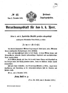 Kaiserlich-königliches Armee-Verordnungsblatt: Personal-Angelegenheiten 18731202 Seite: 1