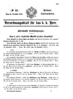 Kaiserlich-königliches Armee-Verordnungsblatt: Personal-Angelegenheiten 18731224 Seite: 1