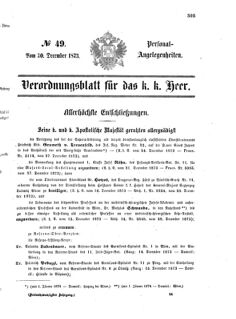 Kaiserlich-königliches Armee-Verordnungsblatt: Personal-Angelegenheiten 18731230 Seite: 1