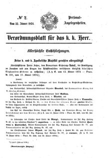 Kaiserlich-königliches Armee-Verordnungsblatt: Personal-Angelegenheiten 18740122 Seite: 1