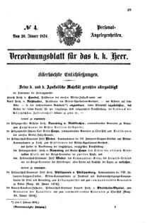 Kaiserlich-königliches Armee-Verordnungsblatt: Personal-Angelegenheiten 18740130 Seite: 1