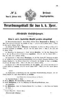 Kaiserlich-königliches Armee-Verordnungsblatt: Personal-Angelegenheiten 18740211 Seite: 1