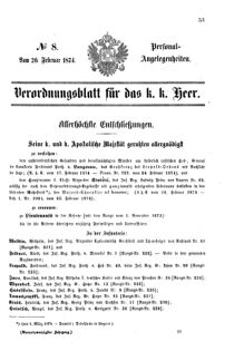 Kaiserlich-königliches Armee-Verordnungsblatt: Personal-Angelegenheiten 18740226 Seite: 1