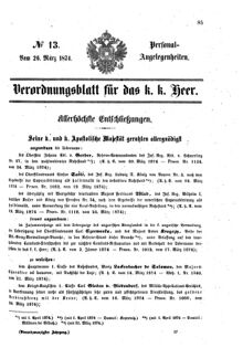 Kaiserlich-königliches Armee-Verordnungsblatt: Personal-Angelegenheiten 18740326 Seite: 1