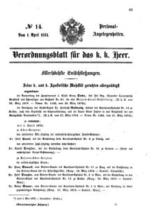 Kaiserlich-königliches Armee-Verordnungsblatt: Personal-Angelegenheiten 18740401 Seite: 1