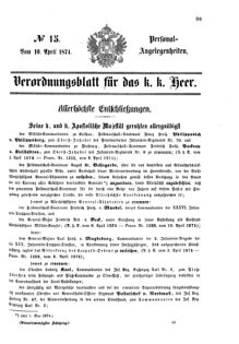 Kaiserlich-königliches Armee-Verordnungsblatt: Personal-Angelegenheiten 18740410 Seite: 1