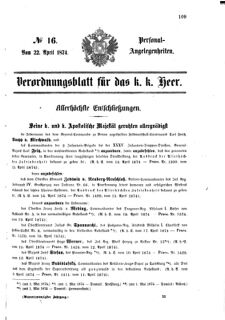 Kaiserlich-königliches Armee-Verordnungsblatt: Personal-Angelegenheiten 18740422 Seite: 1