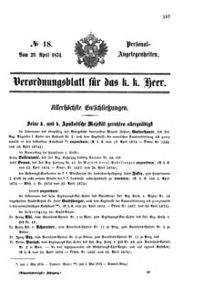 Kaiserlich-königliches Armee-Verordnungsblatt: Personal-Angelegenheiten 18740429 Seite: 37