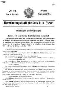 Kaiserlich-königliches Armee-Verordnungsblatt: Personal-Angelegenheiten 18740508 Seite: 1