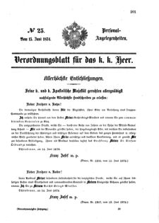 Kaiserlich-königliches Armee-Verordnungsblatt: Personal-Angelegenheiten 18740615 Seite: 1