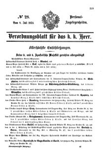 Kaiserlich-königliches Armee-Verordnungsblatt: Personal-Angelegenheiten 18740708 Seite: 1