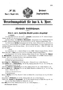 Kaiserlich-königliches Armee-Verordnungsblatt: Personal-Angelegenheiten 18740802 Seite: 1