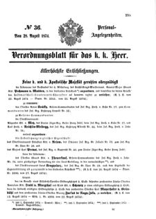 Kaiserlich-königliches Armee-Verordnungsblatt: Personal-Angelegenheiten 18740828 Seite: 1