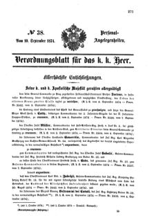 Kaiserlich-königliches Armee-Verordnungsblatt: Personal-Angelegenheiten 18740910 Seite: 1