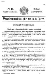 Kaiserlich-königliches Armee-Verordnungsblatt: Personal-Angelegenheiten 18740926 Seite: 1