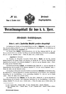 Kaiserlich-königliches Armee-Verordnungsblatt: Personal-Angelegenheiten 18741004 Seite: 1