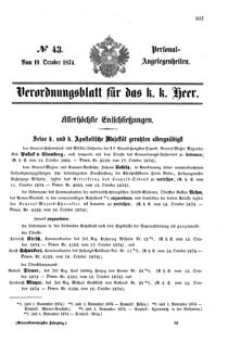 Kaiserlich-königliches Armee-Verordnungsblatt: Personal-Angelegenheiten 18741019 Seite: 1