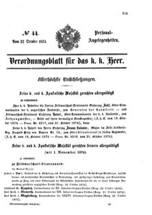 Kaiserlich-königliches Armee-Verordnungsblatt: Personal-Angelegenheiten 18741022 Seite: 1