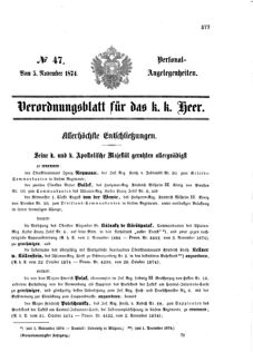 Kaiserlich-königliches Armee-Verordnungsblatt: Personal-Angelegenheiten 18741105 Seite: 1