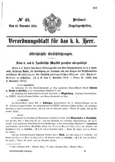 Kaiserlich-königliches Armee-Verordnungsblatt: Personal-Angelegenheiten 18741118 Seite: 1