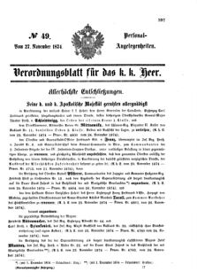 Kaiserlich-königliches Armee-Verordnungsblatt: Personal-Angelegenheiten 18741127 Seite: 1